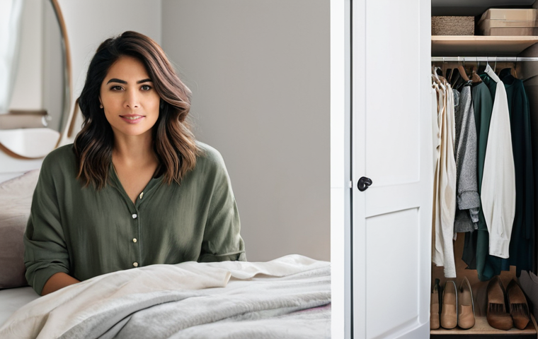 미니멀 워드로브를 위한 후기 및 경험담 - Here are three image prompts based on the provided text, focusing on different aspects of a minimali...