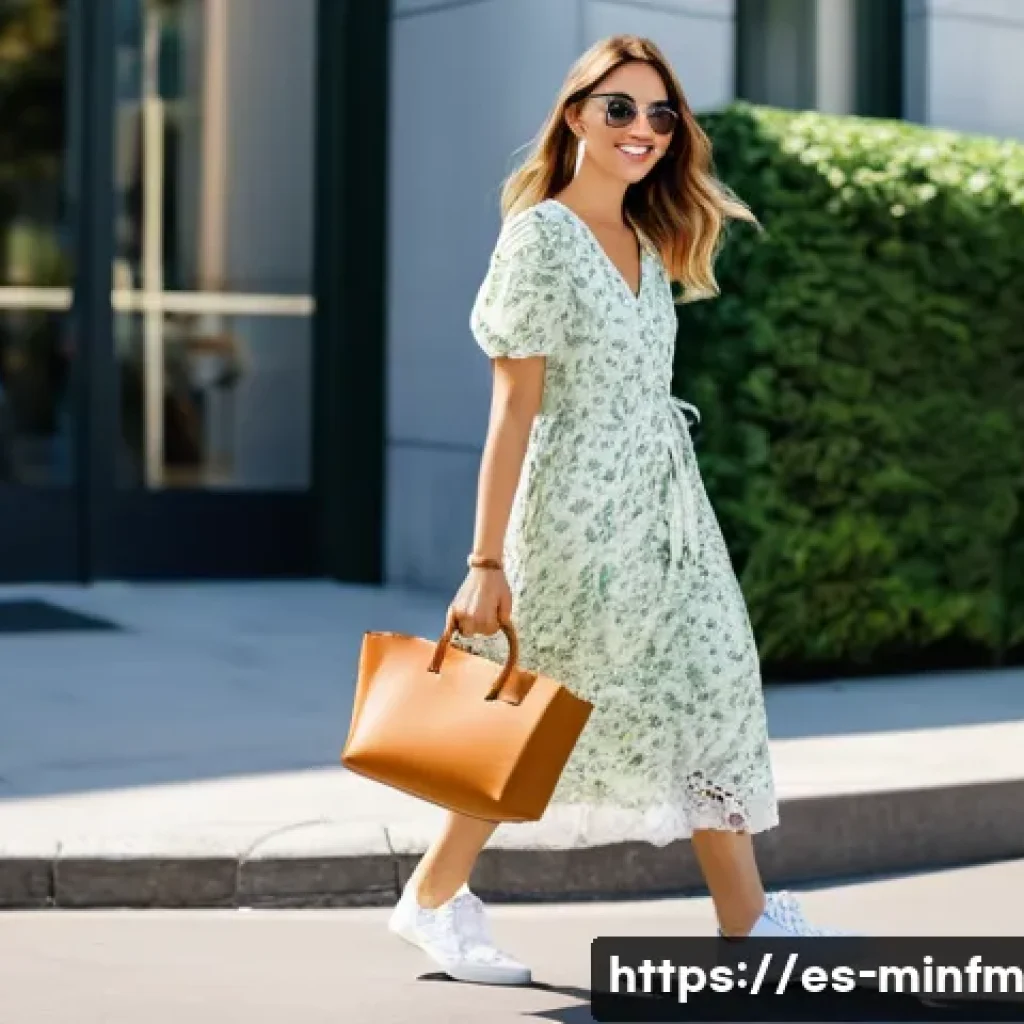 미니멀 워드로브를 위한 신발 선택 가이드 - **Prompt:** A stylish young woman (20s-30s) confidently walking down a sunny, clean urban street dur...