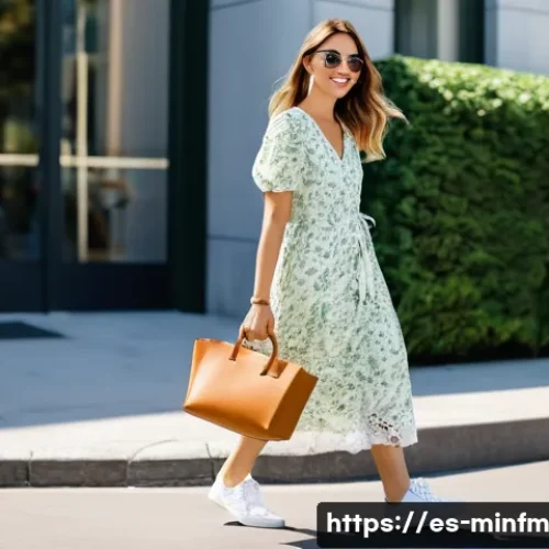 미니멀 워드로브를 위한 신발 선택 가이드 - **Prompt:** A stylish young woman (20s-30s) confidently walking down a sunny, clean urban street dur...