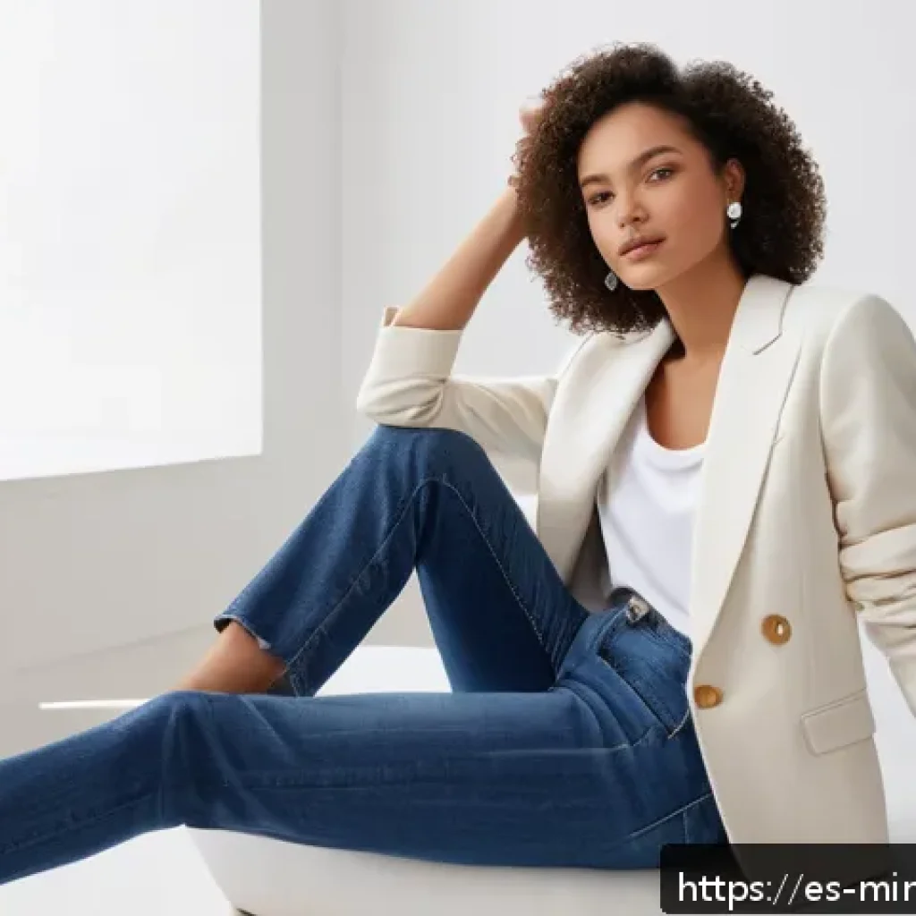 미니멀 워드로브를 위한 데일리 룩 아이디어 - A stylish minimalist outfit featuring a high-quality white organic cotton t-shirt with a flattering ...