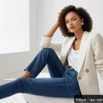 Home 18 미니멀 워드로브를 위한 데일리 룩 아이디어 - A stylish minimalist outfit featuring a high-quality white organic cotton t-shirt with a flattering ...